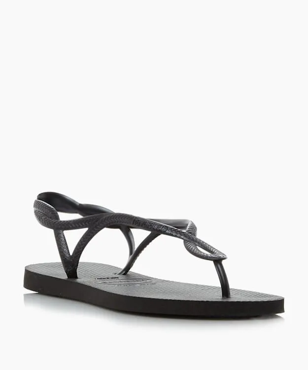 4129697 Black Looped Strap Toe Post Sandals Dune London Black Women Dune London Black Sandals