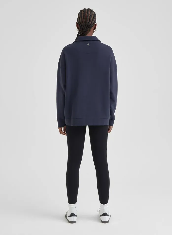 4th and Reckless Activewear Women Navy Half Zip Oversized Polo Sweatshirt 8211 Marla