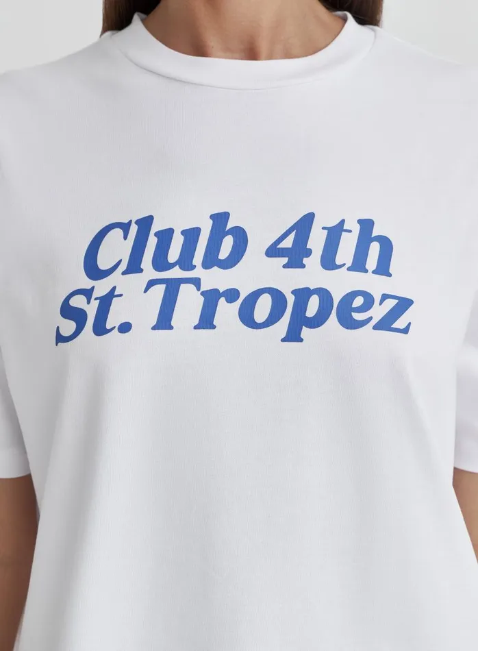 4th and Reckless Athleisure Women White St Tropez Slogan TShirt Laurent