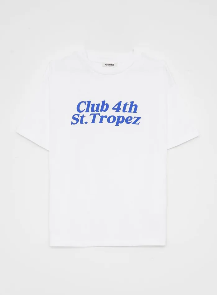 4th and Reckless Athleisure Women White St Tropez Slogan TShirt Laurent