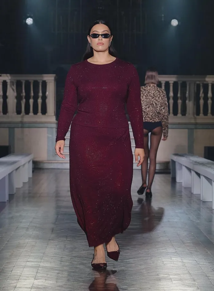 4th and Reckless Coords Women Burgundy Curve Embellished Maxi Skirt Indigo