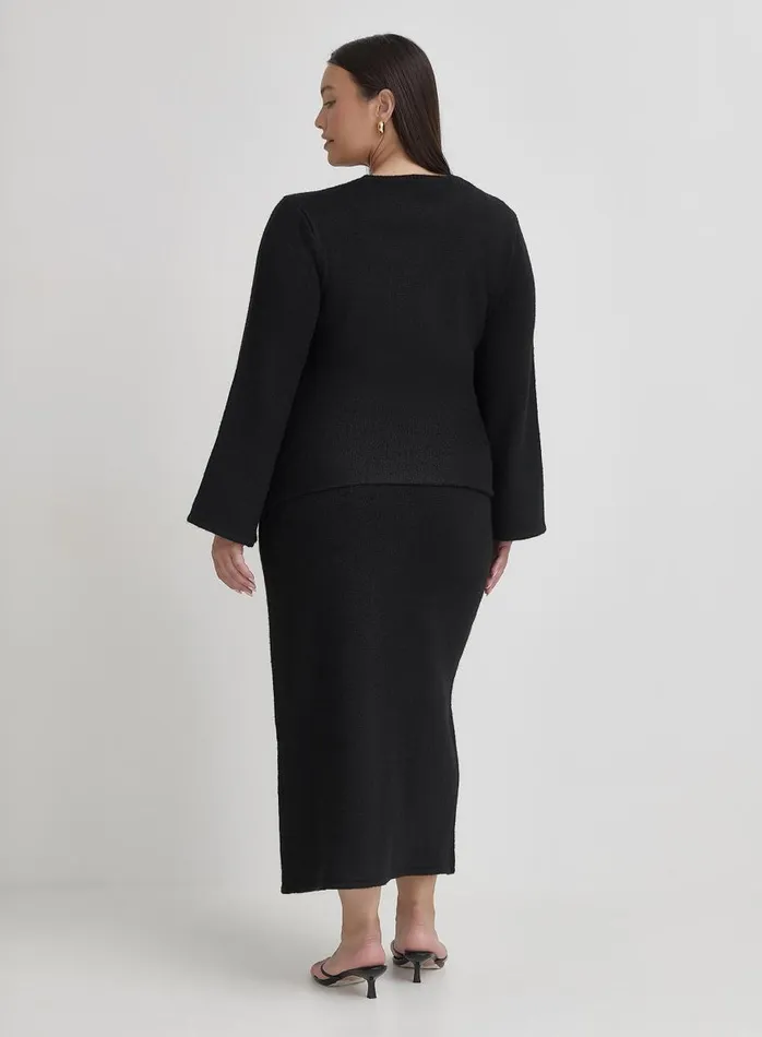 4th and Reckless Knitwear Women Black Plus Size Tie Front Maxi Dress Mollie