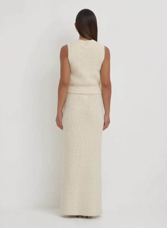 4th and Reckless Knitwear Women Cream Knit Maxi Skirt Anine