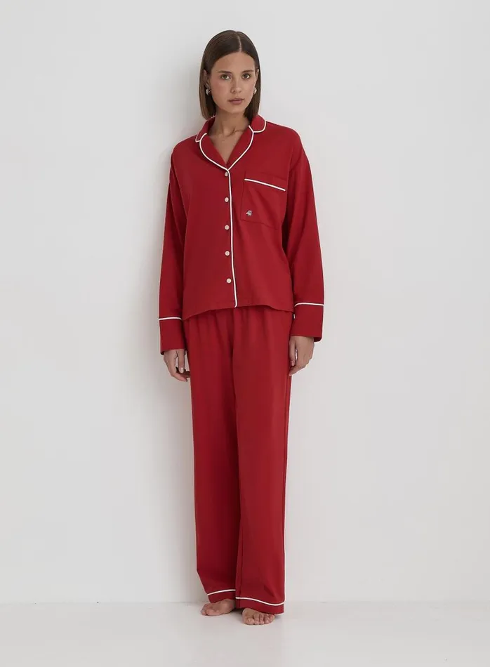 4th and Reckless Nightwear Women Red Jersey Pyjama Trouser Jenifer