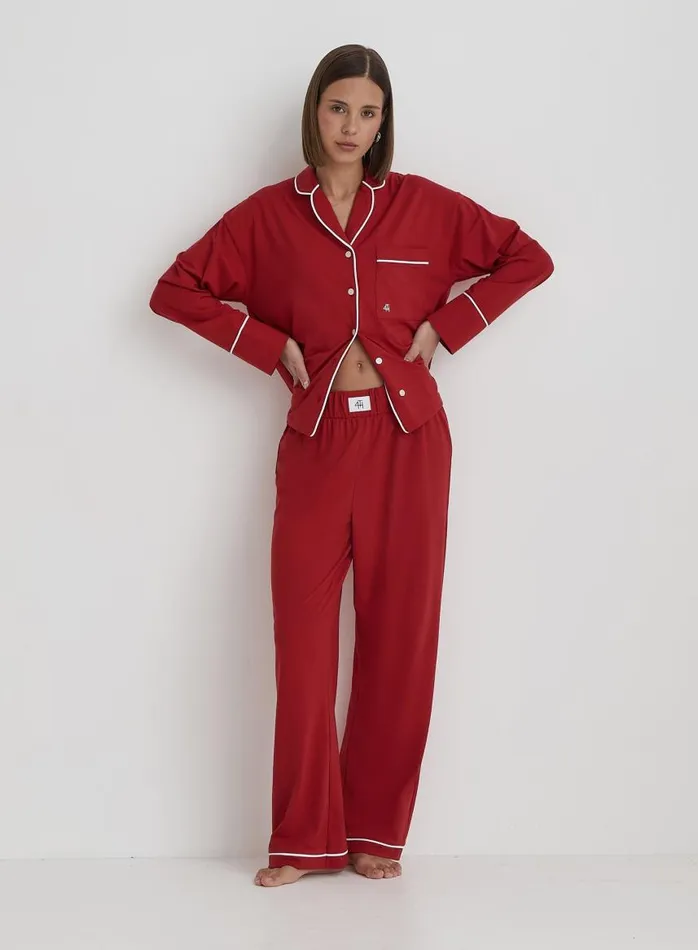 4th and Reckless Nightwear Women Red Jersey Pyjama Trouser Jenifer