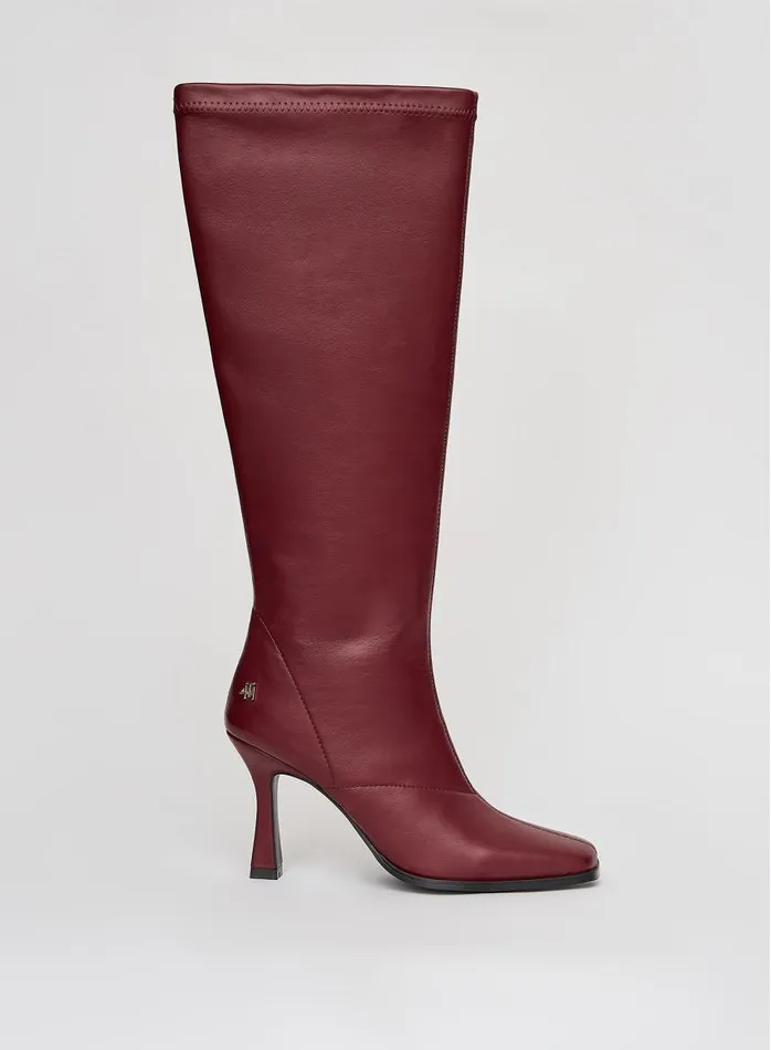 4th and Reckless Party Wear Women Red Faux Leather Knee High Boots Tokyo