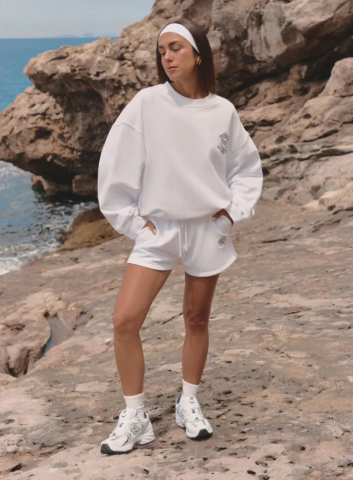 4th and Reckless Shorts Women Cream Fourth Logo Embroidered Short Leone