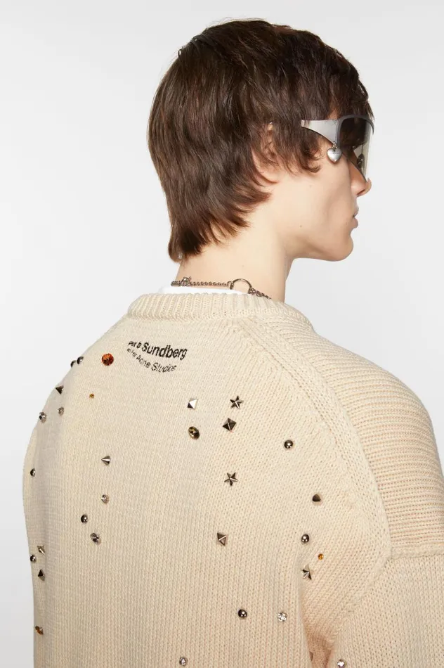 Acne Studios Crew Neck Sweater Warm White Men Knitwear