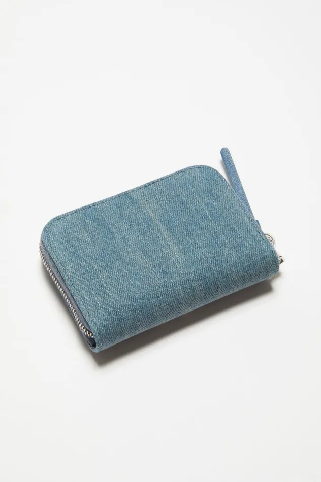 Acne Studios Denim Zip Wallet Dusty Blue Men Small Leather Goods