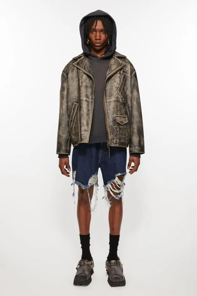 Acne Studios Distressed Denim Shorts 8211 Super Baggy Fit Mid Blue Men Shorts