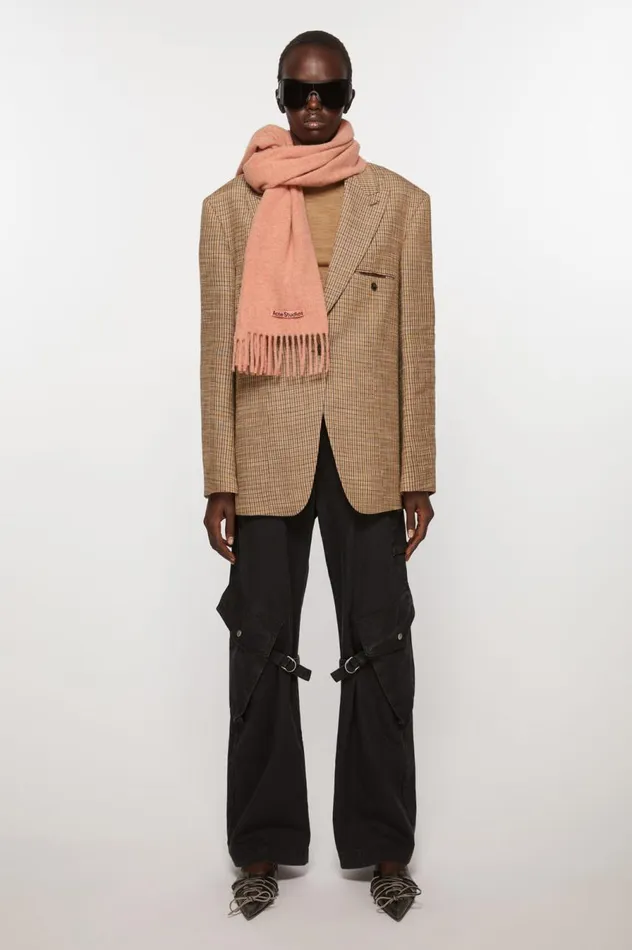 Acne Studios Fringe Wool Scarf Narrow Rose Melange Men Scarves