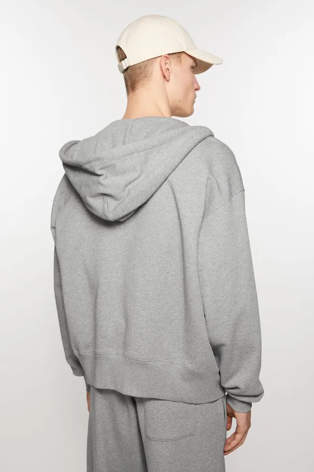 Acne Studios Hooded Zip Sweater Light Grey Melange Women Sweatshirts
