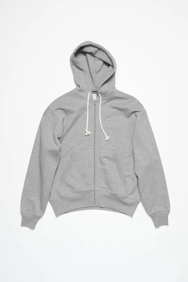Acne Studios Hooded Zip Sweater Light Grey Melange Women Sweatshirts