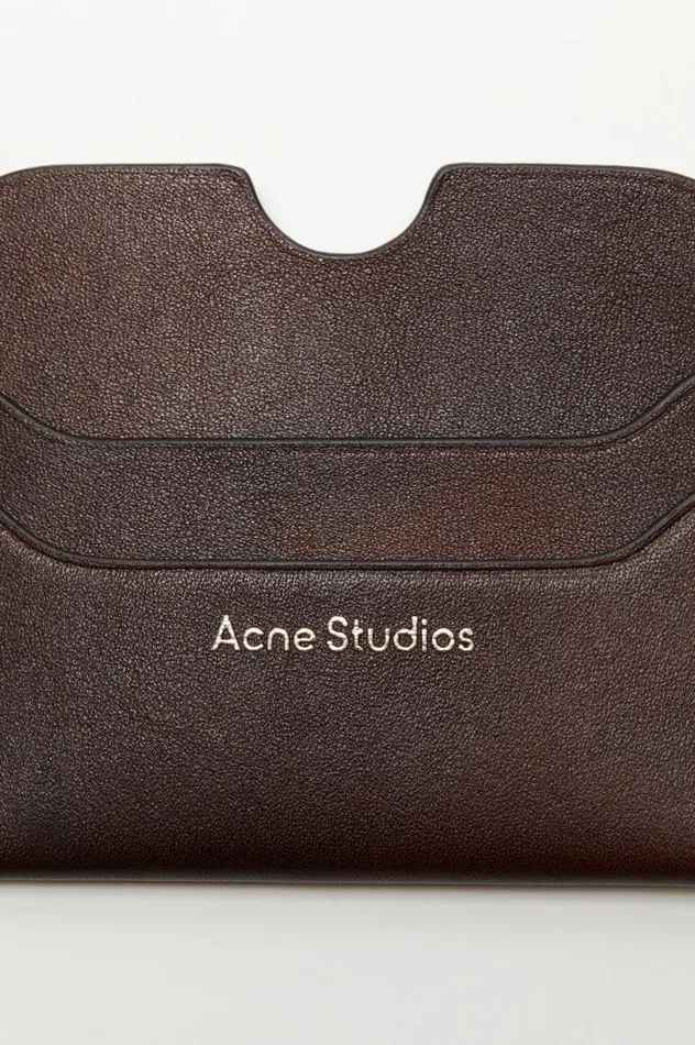 Acne Studios Leather Card Holder Dark Brown Women Small Leather Goods