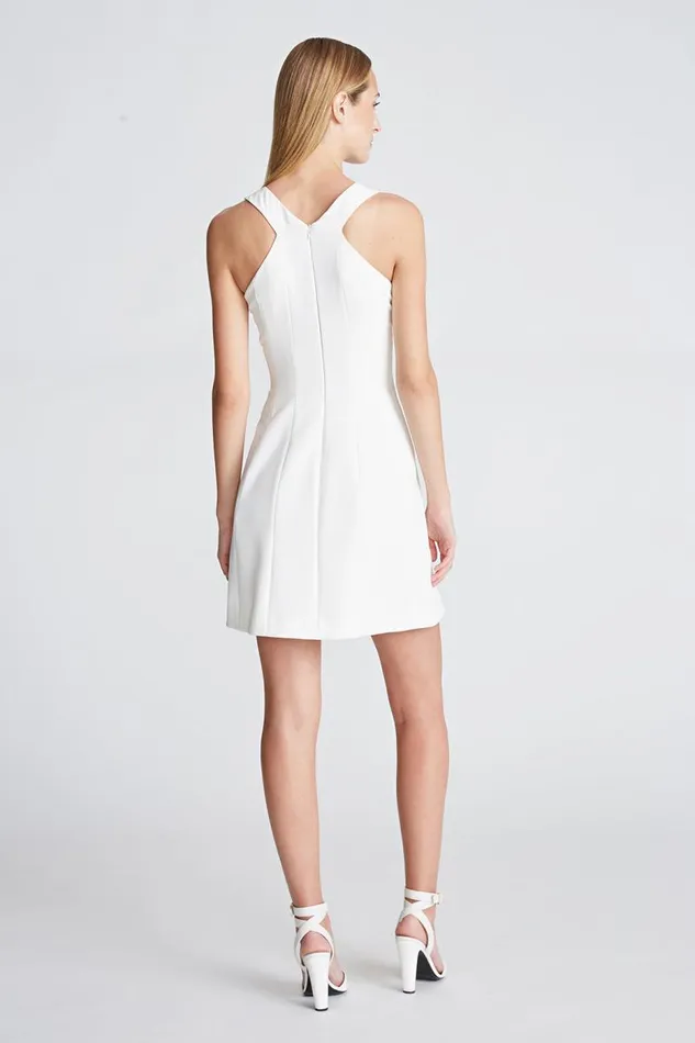 Alani Dress In Stretch Crepe Chalk Women Halston Dresses