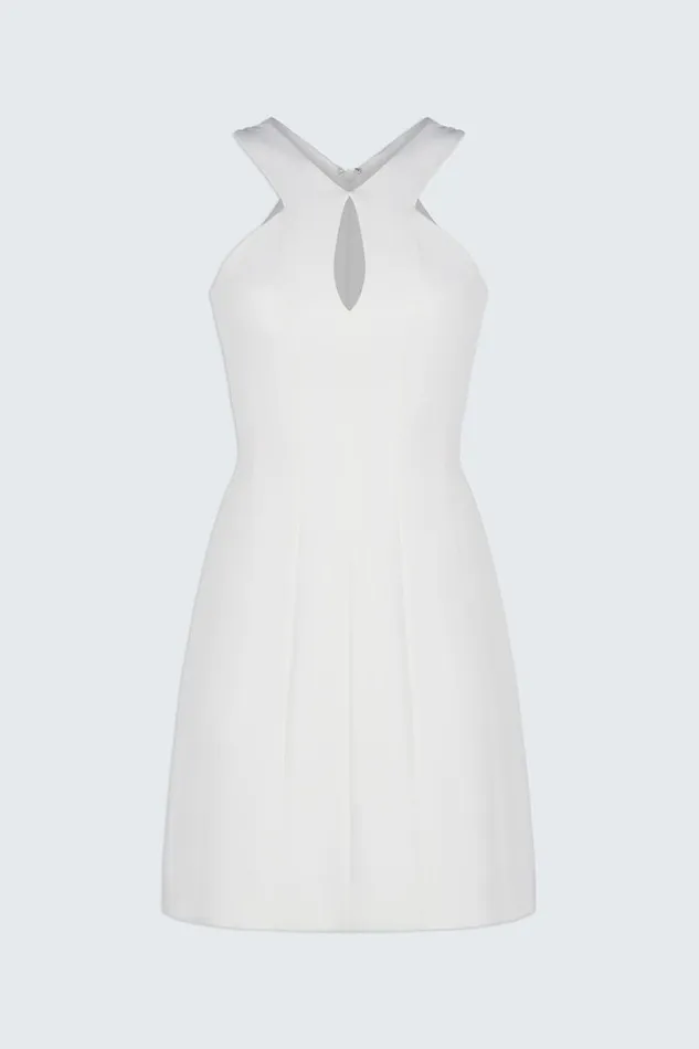 Alani Dress In Stretch Crepe Chalk Women Halston Dresses
