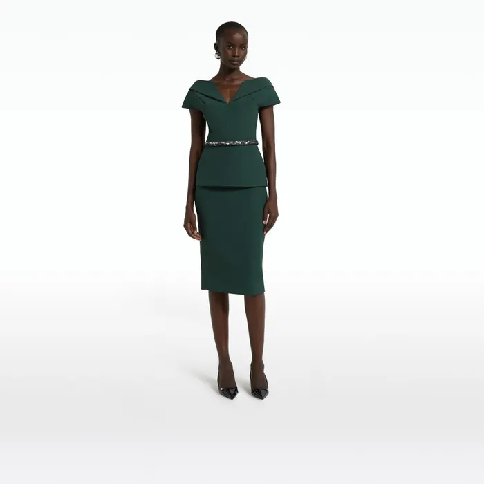Aliye Darkest Spruce Top With Embroidered Belt Women Safiyaa Tops