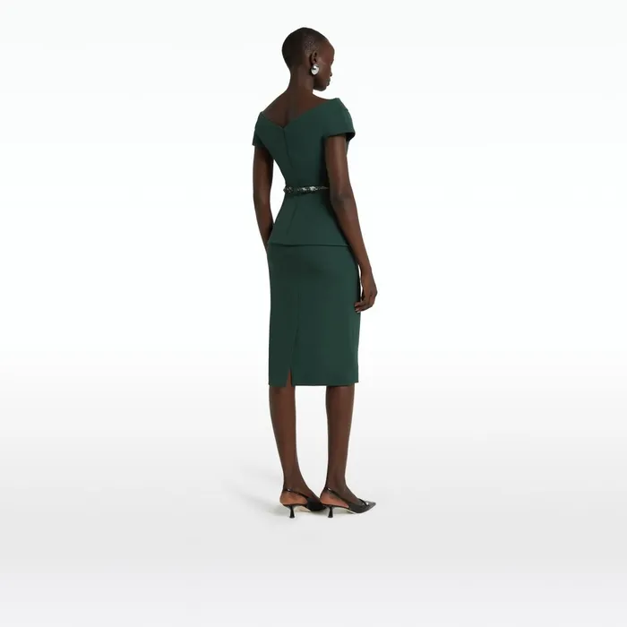 Aliye Darkest Spruce Top With Embroidered Belt Women Safiyaa Tops