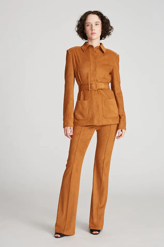Aljana Pant In Ultrasuede Saddle Women Halston Bottoms