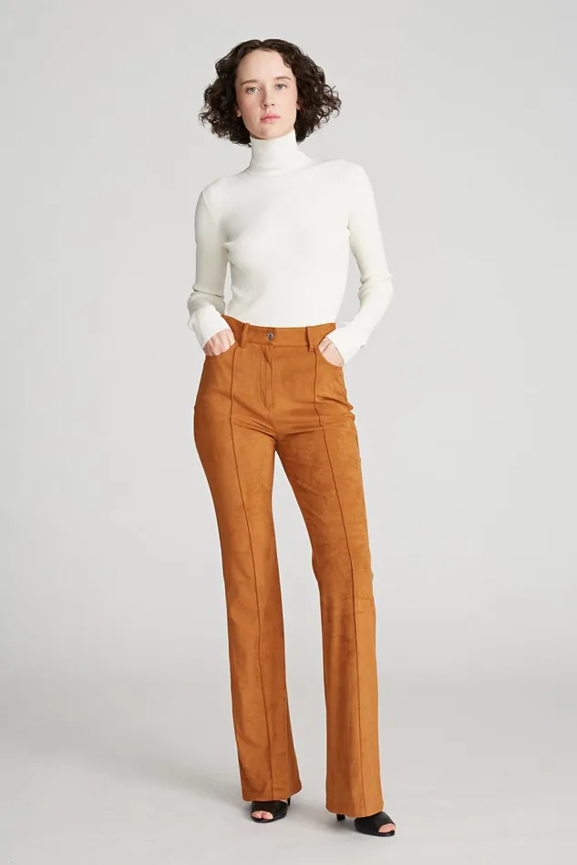 Aljana Pant In Ultrasuede Saddle Women Halston Bottoms