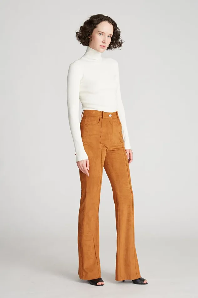 Aljana Pant In Ultrasuede Saddle Women Halston Bottoms
