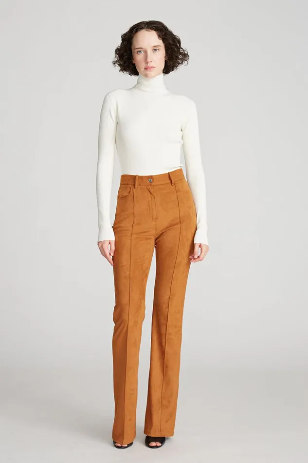 Aljana Pant In Ultrasuede Saddle Women Halston Bottoms