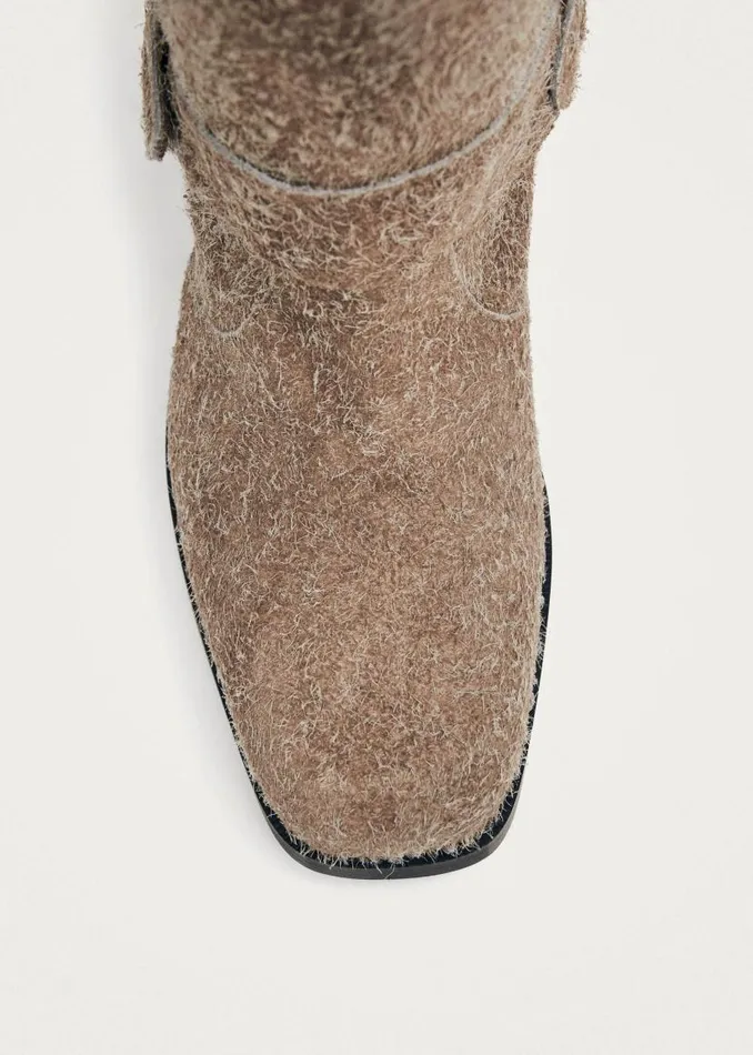 ALOHAS Boots Rocky Suede Fuzzy Beige Leather Boots 8211 Women