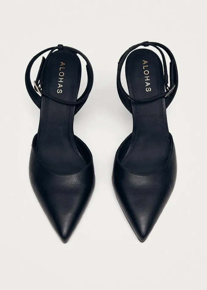 ALOHAS Heels Cinderella Black Leather Pumps 8211 Women