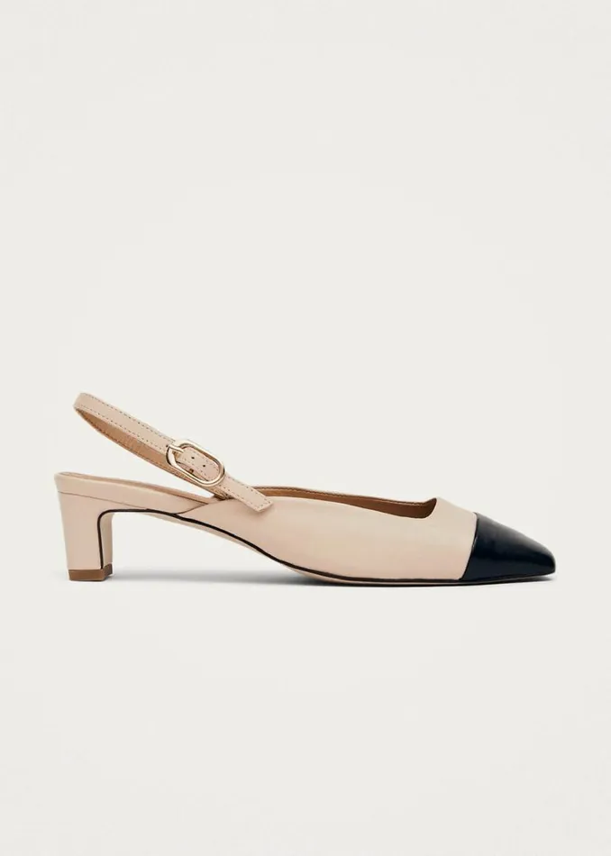 ALOHAS Heels Lindy Bicolor Cream Black Leather Pumps 8211 Women