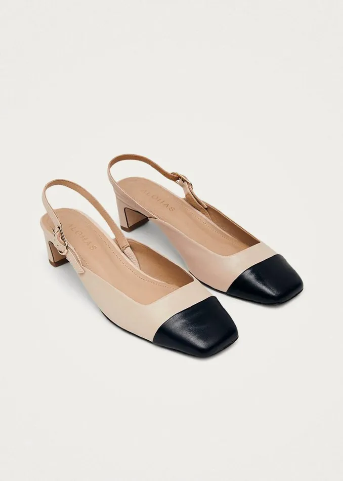 ALOHAS Heels Lindy Bicolor Cream Black Leather Pumps 8211 Women
