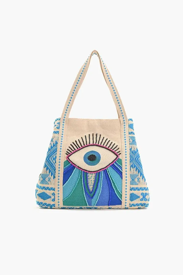 America and Beyond Beach Bags Women Wanderlust Evil Eye Tote
