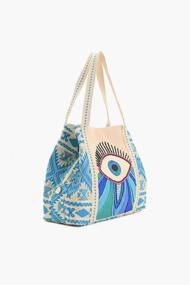 America and Beyond Beach Bags Women Wanderlust Evil Eye Tote