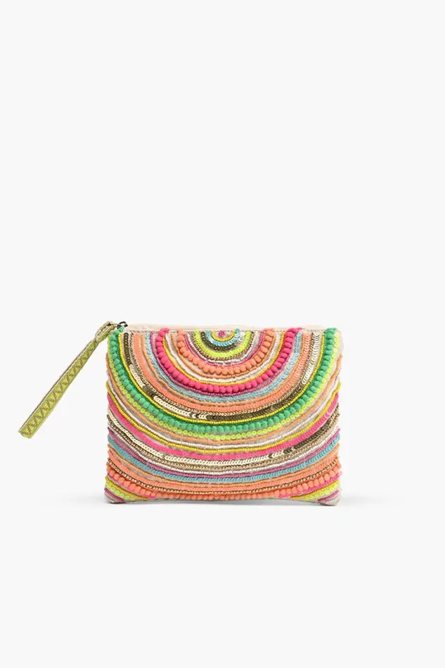 America and Beyond Crossbody Bags Women Bright Is Best Embellished Top Zip Clutch