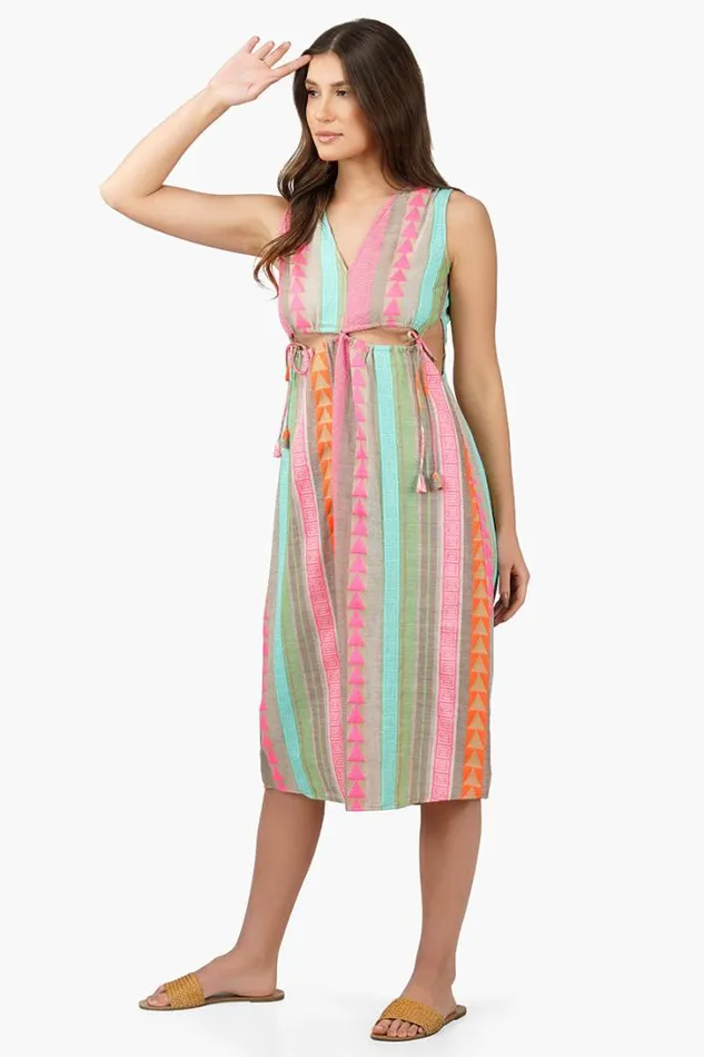 America and Beyond Dresses Women Dora Yarn Dyed Striped Midi Dress