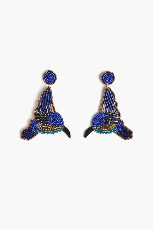 America and Beyond Jewelry Women Blue Queen Beaded Earrings