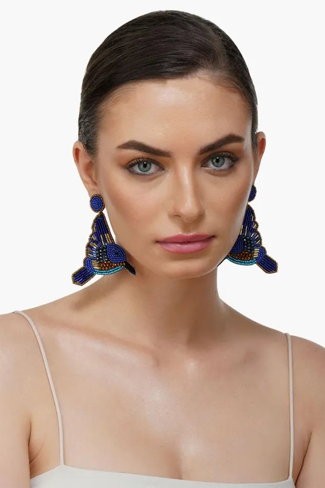 America and Beyond Jewelry Women Blue Queen Beaded Earrings