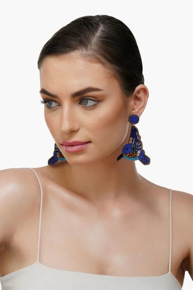 America and Beyond Jewelry Women Blue Queen Beaded Earrings