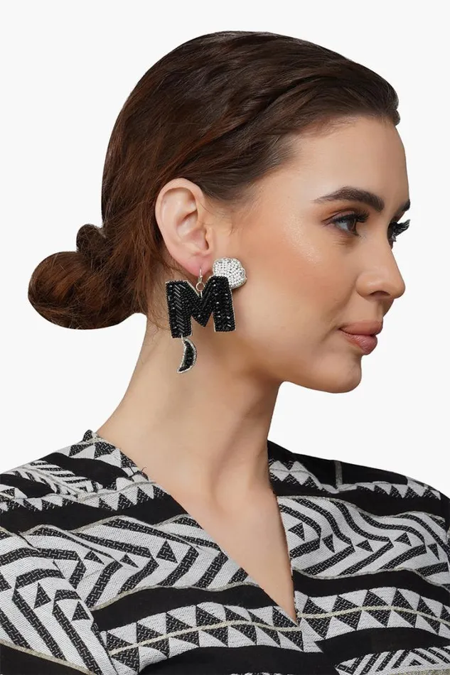 America and Beyond Jewelry Women Letter M Beaded Earrings