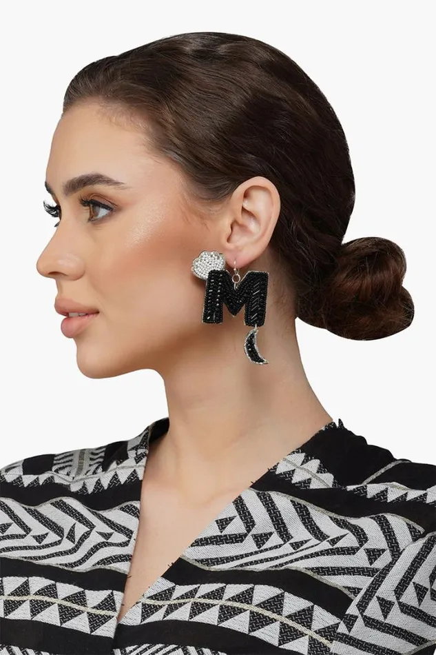 America and Beyond Jewelry Women Letter M Beaded Earrings