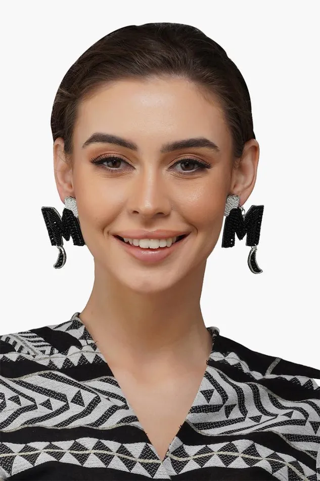 America and Beyond Jewelry Women Letter M Beaded Earrings