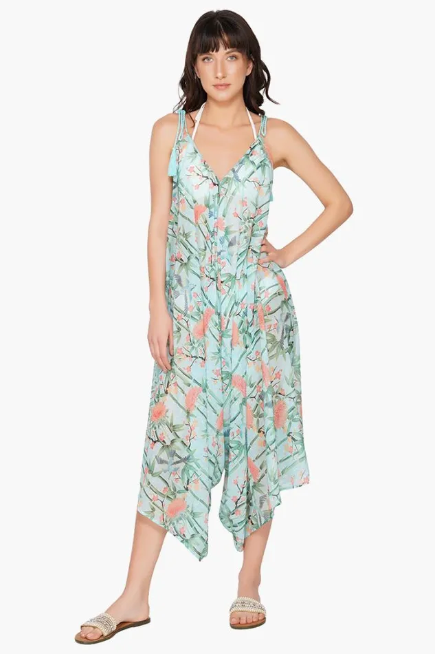America and Beyond Jumpsuits Women Bamboo Bliss Wide Leg Floral Print Cover Up Jumpsuit