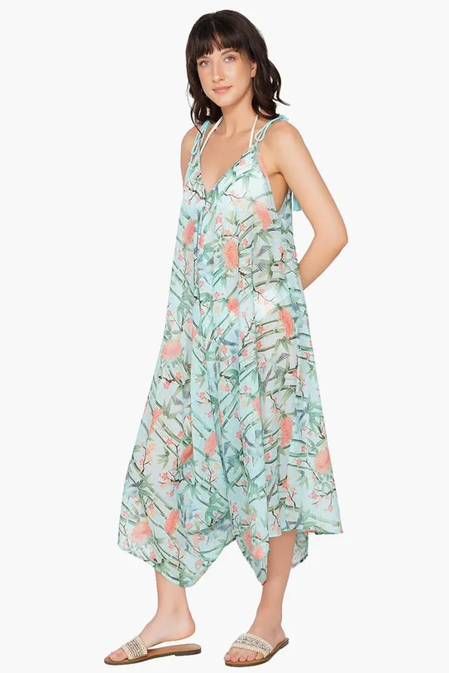 America and Beyond Jumpsuits Women Bamboo Bliss Wide Leg Floral Print Cover Up Jumpsuit