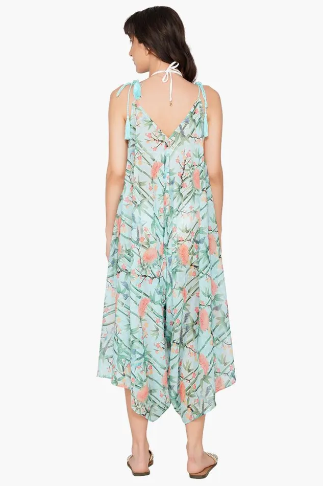 America and Beyond Jumpsuits Women Bamboo Bliss Wide Leg Floral Print Cover Up Jumpsuit
