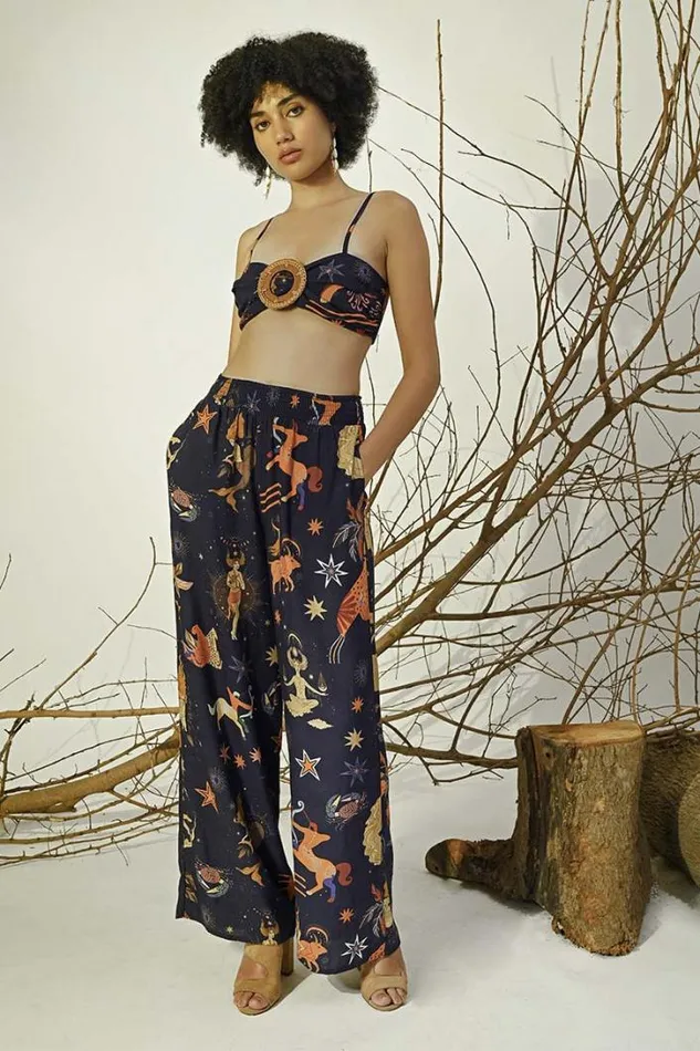 America and Beyond Pants Women Dark Night Celestial Rpinted Pants
