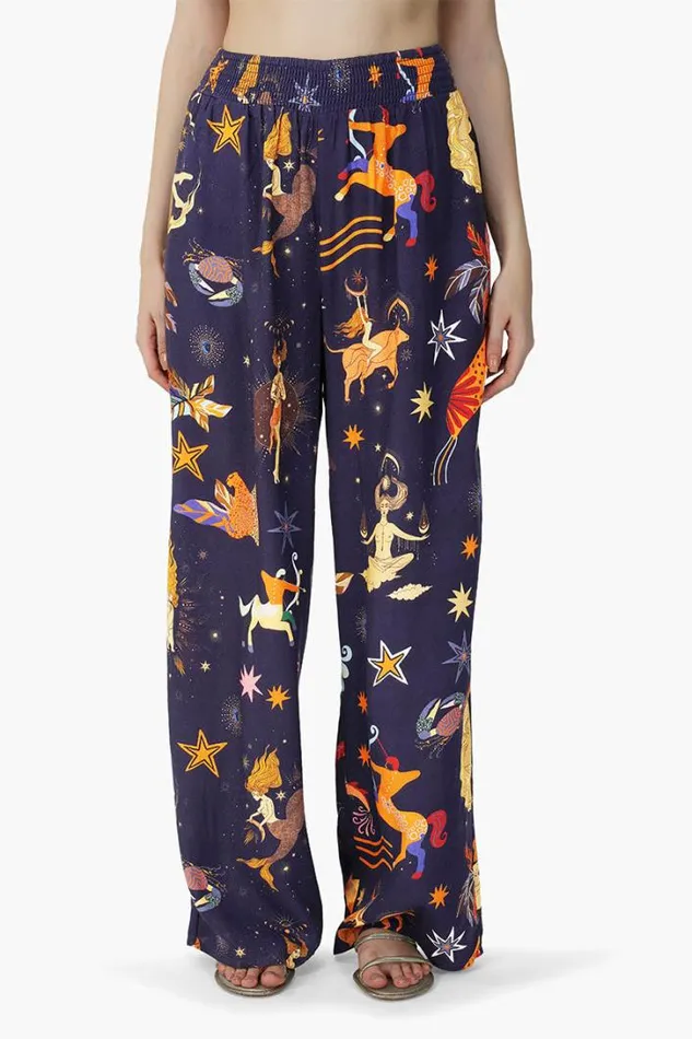 America and Beyond Pants Women Dark Night Celestial Rpinted Pants
