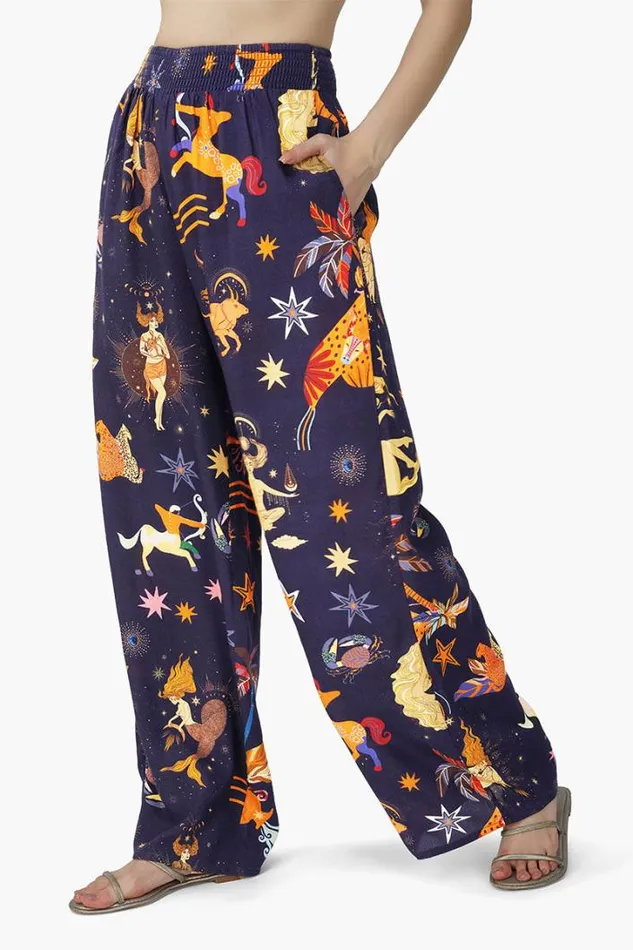 America and Beyond Pants Women Dark Night Celestial Rpinted Pants