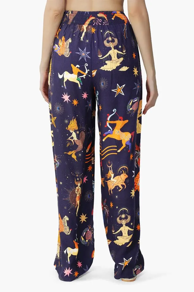 America and Beyond Pants Women Dark Night Celestial Rpinted Pants