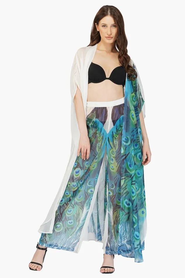 America and Beyond Pants Women Peacock Chiffon Cover Up Pants
