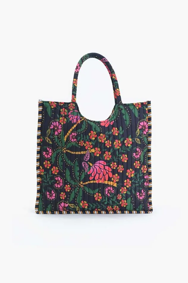 America and Beyond Shoulder Bags Women Black Multi Floret Shoulder Bag