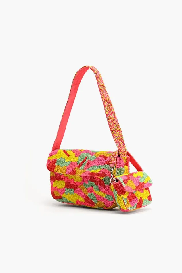 America and Beyond Shoulder Bags Women Candy Kaleidoscope Beadwork Shoulder Bag With A Mini Me Bag